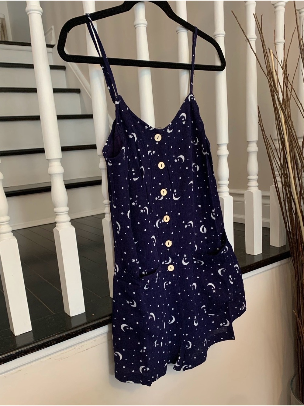 ILLA ILLA Navy Moon & Star Button Romper